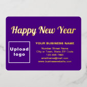 Paarse Zakelijk Merk op Nieuwjaar Rechthoek Folie Feestdagenkaart (Voorkant)