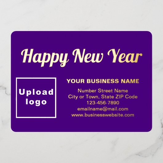 Paarse Zakelijk Merk op Nieuwjaar Rechthoek Folie Feestdagenkaart (Voorkant)