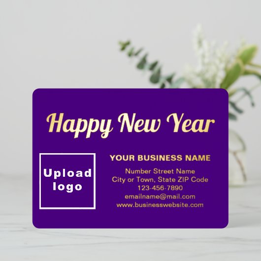 Paarse Zakelijk Merk op Nieuwjaar Rechthoek Folie Feestdagenkaart (Staand Voorkant)