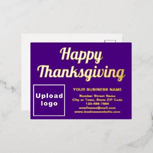 Paarse Zakelijk Merk op Thanksgiving Folie Feestdagen Briefkaart