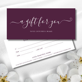 Paarse Zakelijke Cadeaubon Elegant Eenvoudig