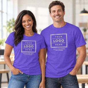 Paarse Zakelijke Logo Bedrijfsnaam Promo T-shirt
