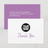 Paarse zakelijke Logo en bericht bedankkaart Kaart (Voorkant / Achterkant)