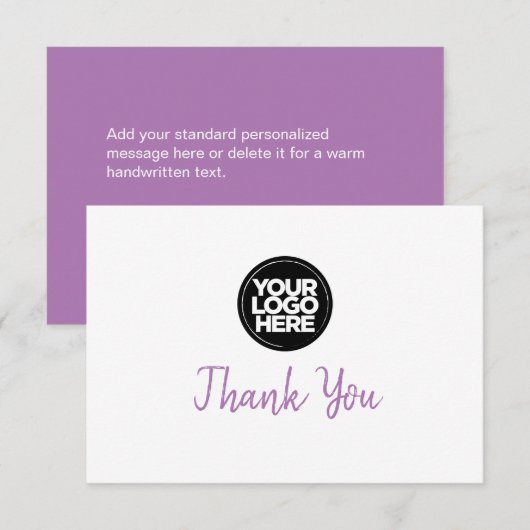 Paarse zakelijke Logo en bericht bedankkaart Kaart (Voorkant / Achterkant)