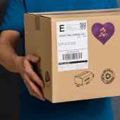Paarse zakelijke logo hart sticker