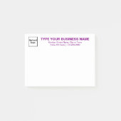 Paarse Zakelijke Merk Teksten op Rechthoek Post-it® Notes (Voorkant)