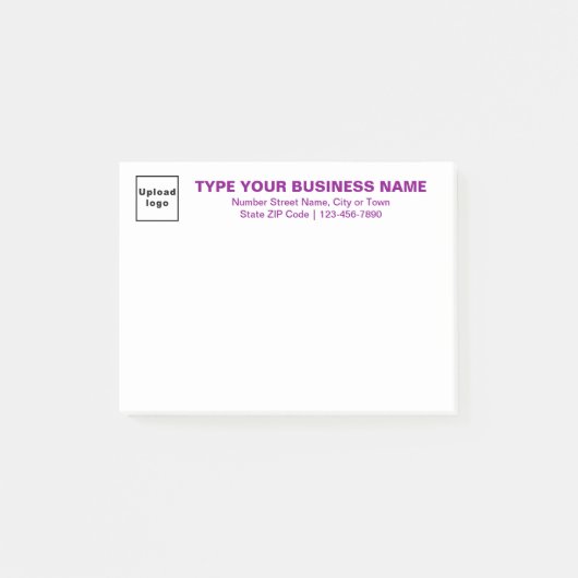 Paarse Zakelijke Merk Teksten op Rechthoek Post-it® Notes (Voorkant)