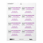 Paarse Zakelijke Merk Teksten op Verzendlabel (Full Sheet)