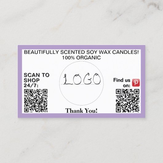 Paarse zakelijke QR-codes Logo 3,5 x 2,0 Visitekaartje (Achterkant)