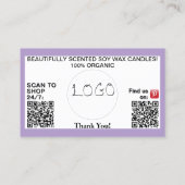 Paarse zakelijke QR-codes Logo 3,5 x 2,0 Visitekaartje (Achterkant)