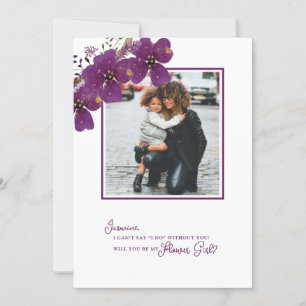 Paarse zal je mijn Bloemenmeisje voorstel foto Kaart