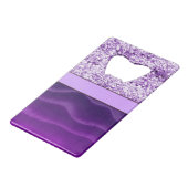 Paarse zand creditkaart flessenopener (Achterkant Gekanteld)