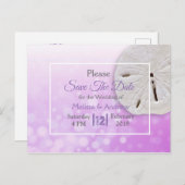 Paarse zand dollar met een gemarteld huwelijk spar aankondigingskaart (Voorkant / Achterkant)