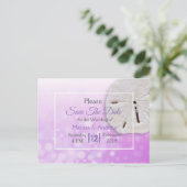 Paarse zand dollar met een gemarteld huwelijk spar aankondigingskaart (Staand voorkant)