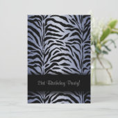 Paarse Zebra 21e verjaardagsfeestuitnodiging Kaart (Staand voorkant)