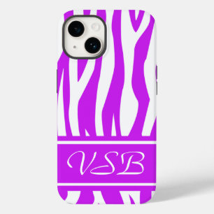 Paarse Zebra Afdrukken met monogram Case-Mate iPhone 14 Hoesje