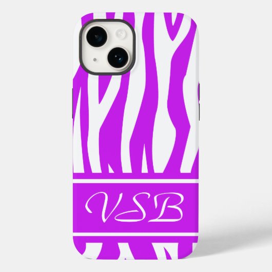 Paarse Zebra Afdrukken met monogram Case-Mate iPhone Case (Achterkant)
