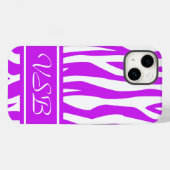 Paarse Zebra Afdrukken met monogram Case-Mate iPhone Case (Achterkant (horizontaal))