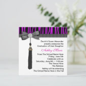 Paarse Zebra afstudeeraankondigingen voor meisjes Kaart (Staand voorkant)