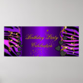 Paarse Zebra Banner Birthday Party Celebration Poster (Voorkant)