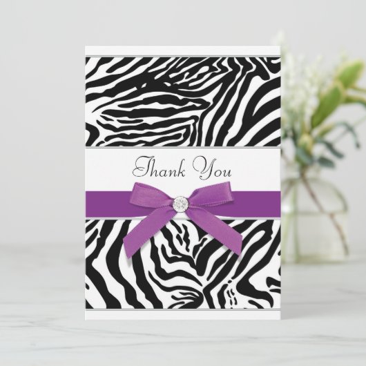 Paarse Zebra bedankkaart (Staand voorkant)