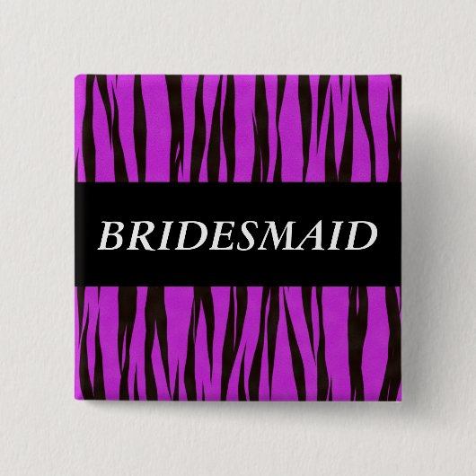 Paarse Zebra Bridesmaid Vierkante Button 5,1 Cm (Voorkant)