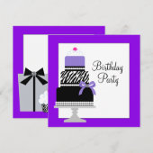 Paarse Zebra Cake Cupcake verjaardagsfeestje uitno Kaart (Voorkant / Achterkant)