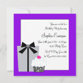 Paarse Zebra Cake Cupcake verjaardagsfeestje uitno Kaart (Achterkant)