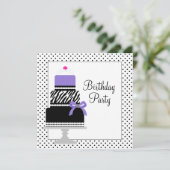 Paarse Zebra Cake Cupcake verjaardagsfeestje uitno Kaart (Staand voorkant)