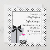 Paarse Zebra Cake Cupcake verjaardagsfeestje uitno Kaart (Achterkant)