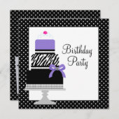 Paarse Zebra Cake Cupcake verjaardagsfeestje uitno Kaart (Voorkant / Achterkant)