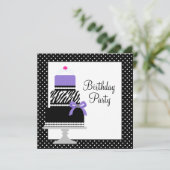 Paarse Zebra Cake Cupcake verjaardagsfeestje uitno Kaart (Staand voorkant)