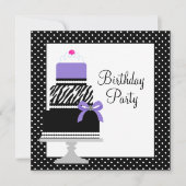 Paarse Zebra Cake Cupcake verjaardagsfeestje uitno Kaart (Voorkant)