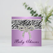 Paarse Zebra Diamond Bow Baby shower Kaart (Staand voorkant)