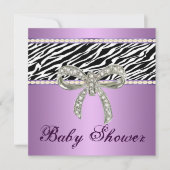 Paarse Zebra Diamond Bow Baby shower Kaart (Voorkant)