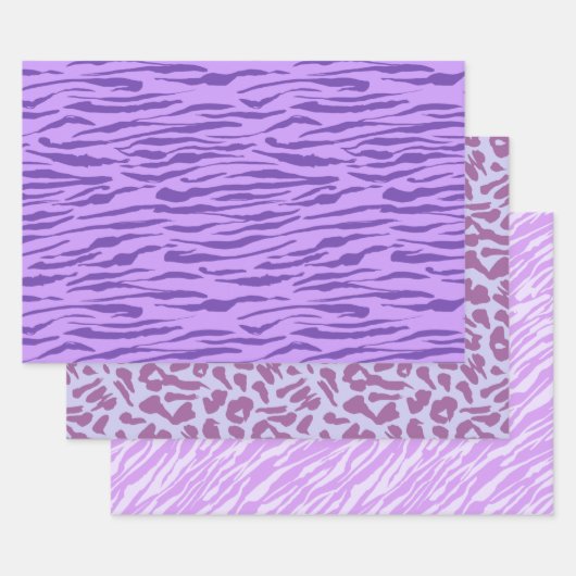 Paarse Zebra en Leopard Print Inpakpapier Vel (Set)