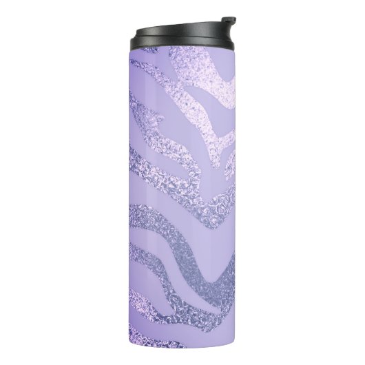 Paarse zebra gestreepte dierenprint thermosbeker (Gedraaid links)