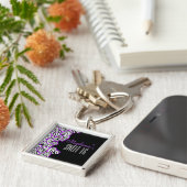 Paarse zebra hart Sweet 16 Verjaardag Sleutelhange Sleutelhanger (Zijkant)