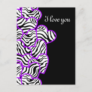 Paarse zebra harten Design Briefkaart