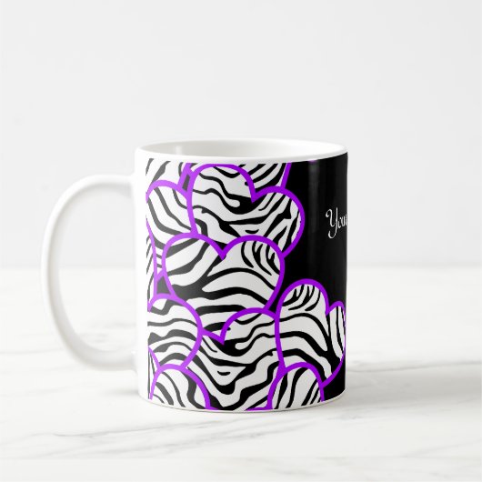 Paarse zebra harten mok (Links)