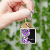 Paarse Zebra harten Sleutelhanger (Hand)