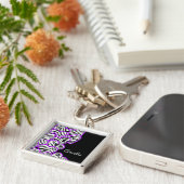 Paarse Zebra harten Sleutelhanger (Zijkant)