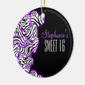 Paarse zebra harten Sweet 16 Verjaardag Ornament (Links)