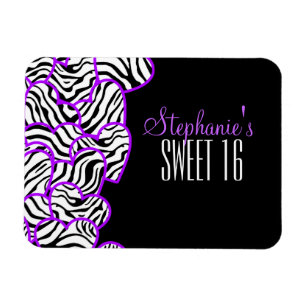 Paarse zebra harten Sweet 16 Verjaardagsmagneet Magneet