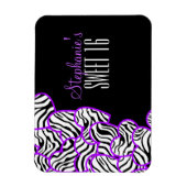 Paarse zebra harten Sweet 16 Verjaardagsmagneet Magneet (Verticaal)