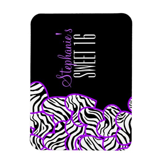 Paarse zebra harten Sweet 16 Verjaardagsmagneet Magneet (Verticaal)
