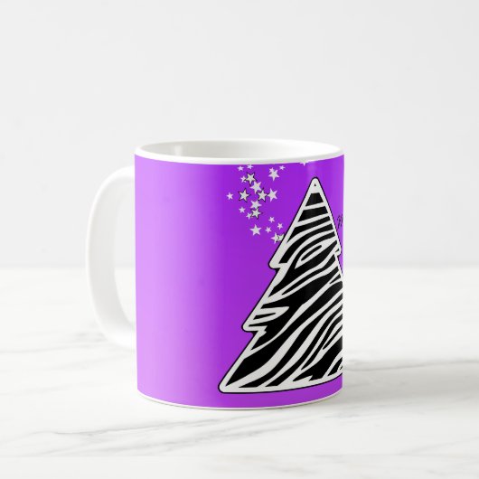 Paarse Zebra kerstboom Koffiemok (Voorkant links)