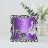 Paarse Zebra Leopard Print Party Heels Party Kaart (Staand voorkant)