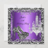 Paarse Zebra Leopard Print Party Heels Party Kaart (Voorkant)