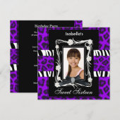 Paarse Zebra Leopard Sweet Sixteen 16 Black White Kaart (Voorkant / Achterkant)